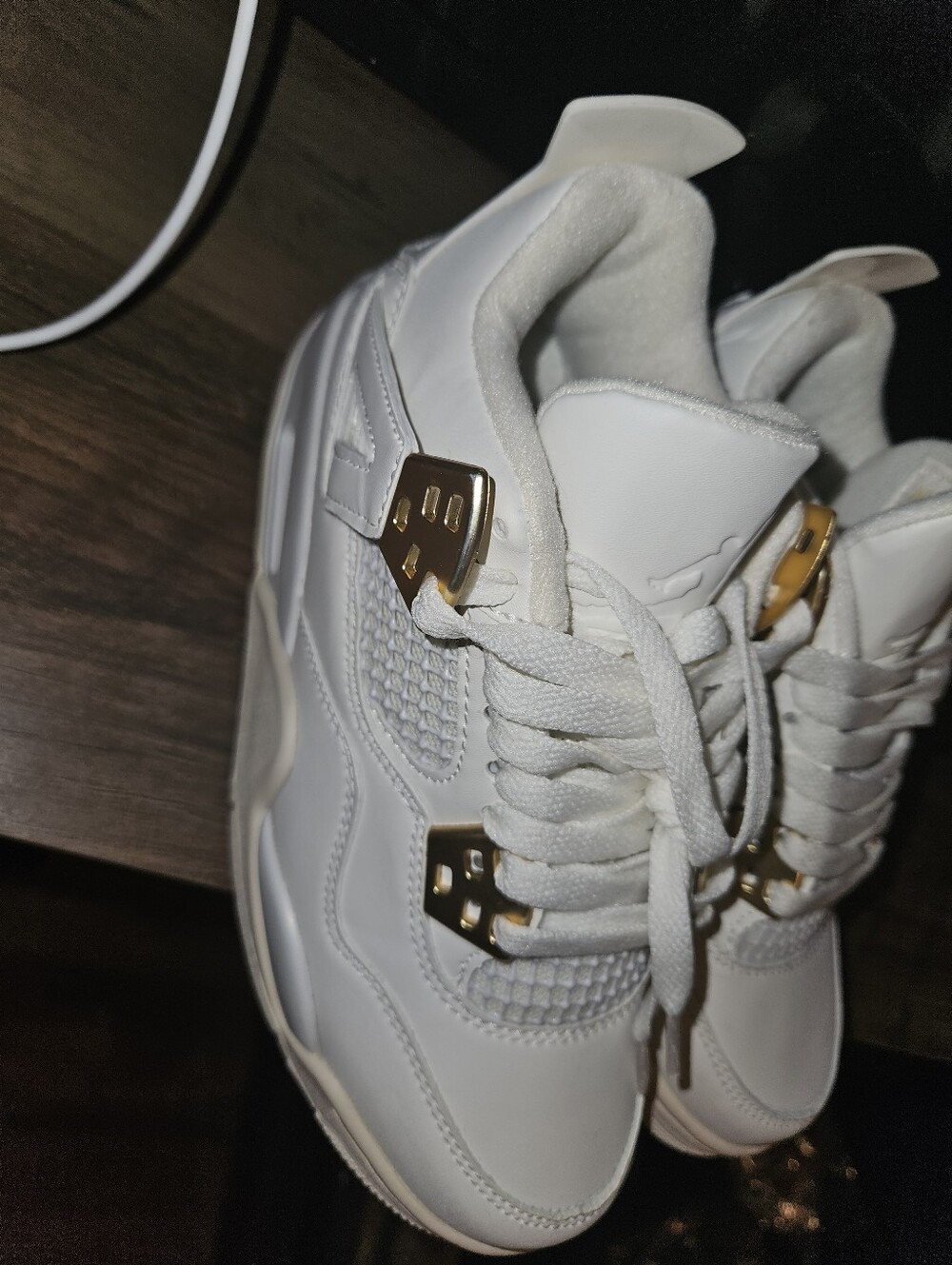 Jordan Women's White and Gold Sneakers - Picture 9 of 12